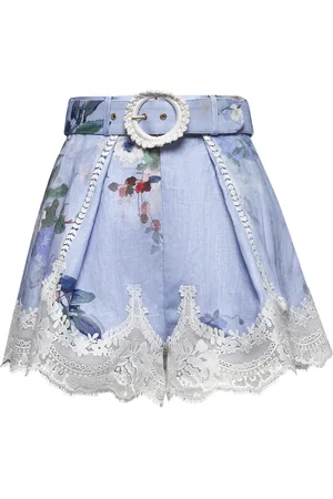ZIMMERMANN Short Shorts, female, , M, Floral Lace Bottom Shorts with Belt
