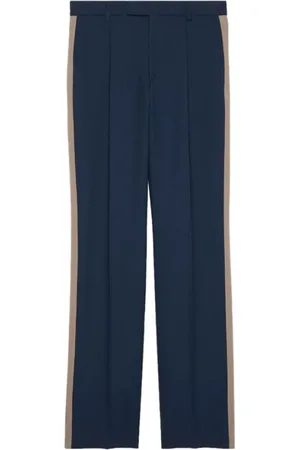 Gucci Wide Trousers, male, , XL, Navy Velvet Trim Trousers