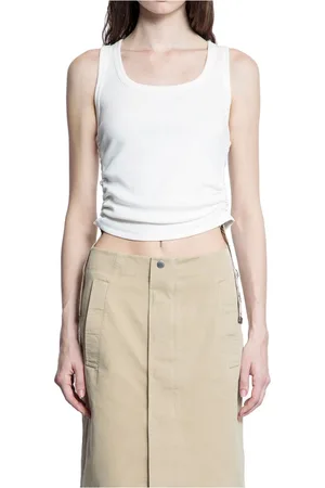 Burberry Sleeveless Tops, female, , S, Rib-Knit Jersey with Check Straps