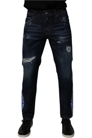 Dolce & Gabbana Dark Tattered Skinny Denim Jeans