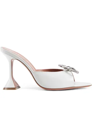 Amina Muaddi Heeled Mules, female, , 5 1/2 UK, Crystal Bow Leather Slipper