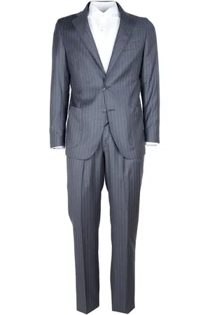 Made in italia Single Breasted Suits, male, , 3XL, Grey Virgin Wool Pinstripe Suit