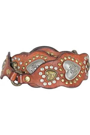 Campomaggi Vintage leather belt with studs and rivets
