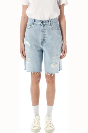 Golden Goose Denim Shorts, female, , W26, Frayed Denim Shorts Ss25