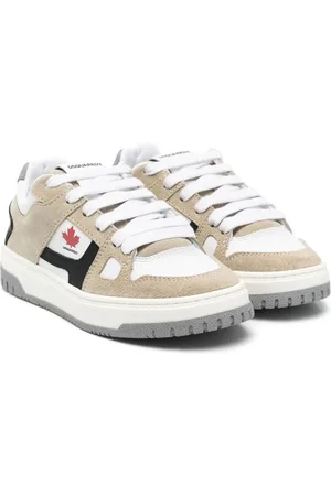 Dsquared2 White beige gray leather Trainers