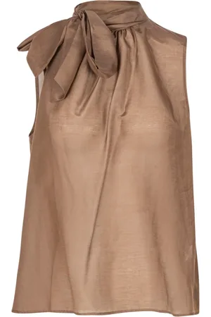 SOLOTRE Sleeveless Tops, female, , XS, Sleeveless High Neck Top in Mussola