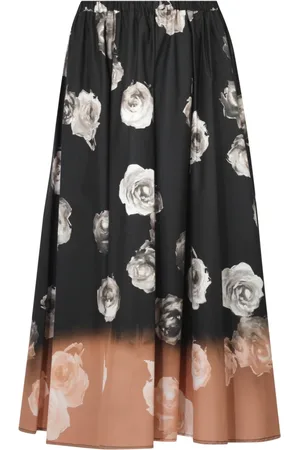 LIVIANA CONTI Midi Skirts, female, , XS, Midi poplin skirt with elastic waist