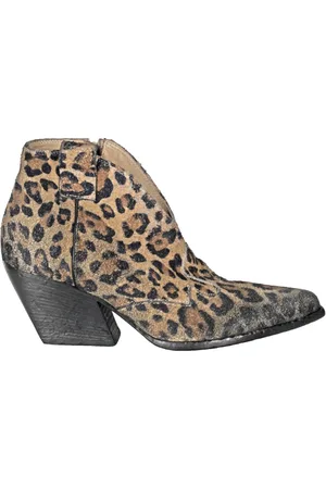 Elena Iachi Cowboy Boots, female, , 7 UK, Leopard Suede Texan Bootie with Zipper