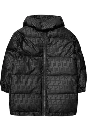 Fendi Winterjackets, unisex, , 10 Y, Long Nylon Jacket with FF Logo