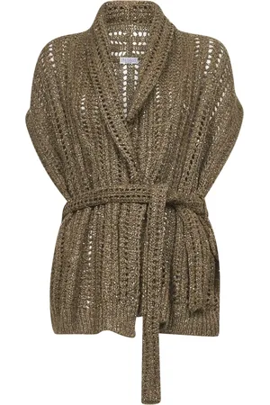 Brunello Cucinelli Cardigans, female, , M, Sequin-embellished Jumper with Shawl Collar