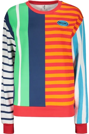 Moschino Striped Cotton Sweatshirt with Logo Detail