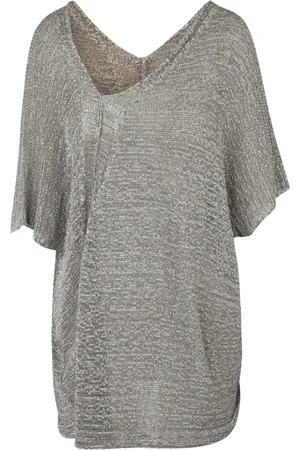PIERANTONIO GASPARI V-neck Knitwear, female, , S, Asymmetric Melange Top with V-Neck