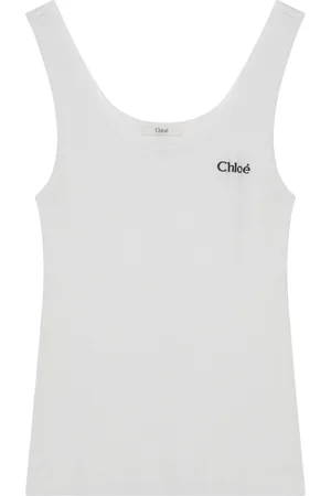 Chloé Sleeveless Tops, female, , S, Logo Cotton Tank Top