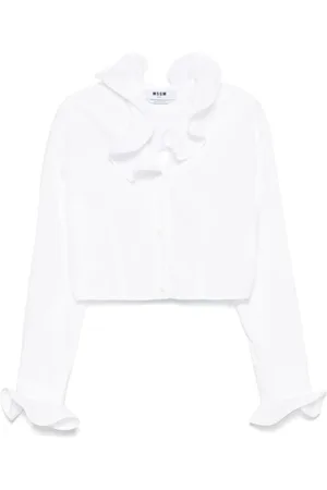 Msgm Blouses, female, , S, Button-Up Shirt with Embroidered Logo
