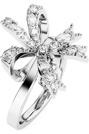 Swarovski Volta Cocktail Ring, Bow, White, Rhodium Plated