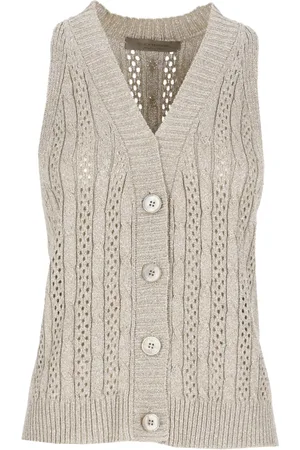 D.EXTERIOR Cardigans, female, , XS, V-Neck Sleeveless Top with Perforated Details