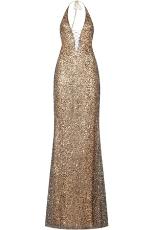 Roberto Cavalli Silver Sequin Backless Evening Dress
