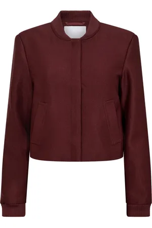 Co`Couture Burgundy Crop Jacket with Ribbed Trim