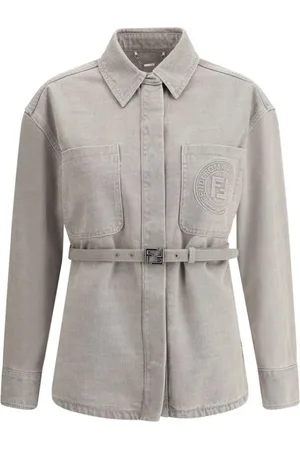 Fendi Denim Jackets, female, , S, Denim Jacket with Embossed Monogram Detail