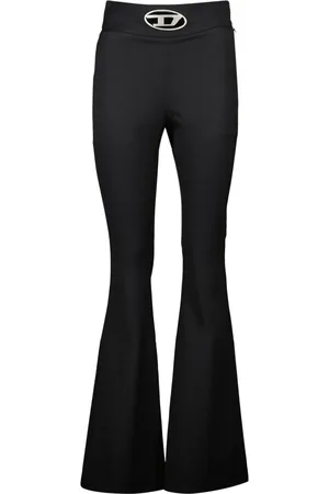 Diesel Wide Trousers, female, , S, Flared Wool Trousers Anthracite Grey