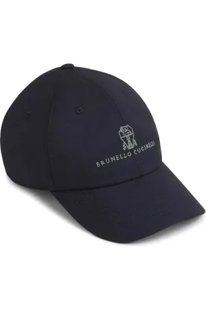 Brunello Cucinelli Caps, male, , M, Embroidered Wool Baseball Cap Navy