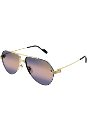 Cartier Sunglasses, unisex, , L, Gold Aviator Sunglasses with Triple Gradient
