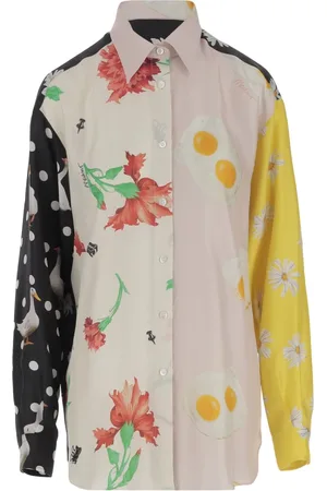 Moschino Shirts, female, , 2XS, Silk Patchwork Shirt with Contrasting Prints