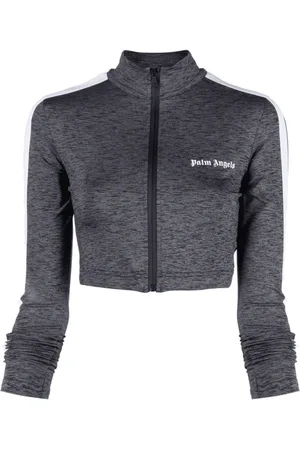 Palm Angels Grey Cropped Training Top with Logo
