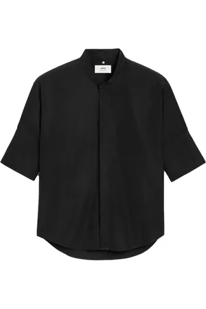Ami Short Sleeve Shirts, male, , XS, Mandarin Collar Poplin Shirt