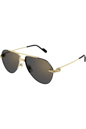 Cartier Sunglasses, unisex, , M, Gold Aviator Sunglasses
