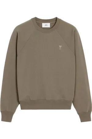 Ami Tonal Embroidered Sweatshirt in Khaki