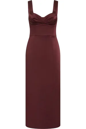 Rebecca Vallance Midi Dresses, female, , S, Burgundy Scoop Neck Dress