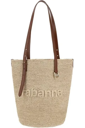 Paco rabanne Tote Bags, female, , ONE SIZE, Embroidered Monogram Raffia Tote Bag