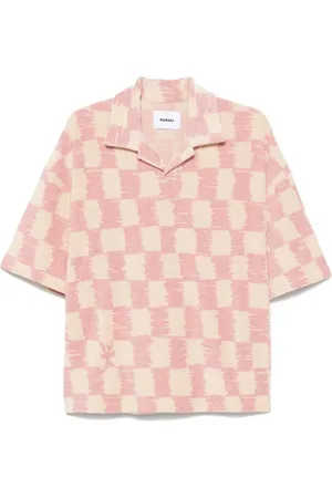 BONSAI Short Sleeve Shirts, male, , L, Checked Print Beige Polo Shirt