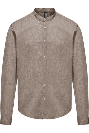 Bomboogie Casual Shirts, male, , 2XL, Linen/Cotton Shirt with Mandarin Collar