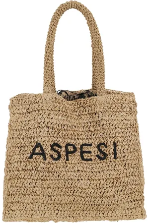 Aspesi Tote Bags, female, , ONE SIZE, Raffia Tote Bag with Animal Print Lining