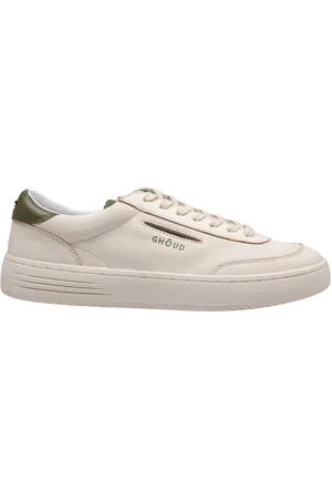 Ghoud Ivory Green Leather Lace-Up Trainers