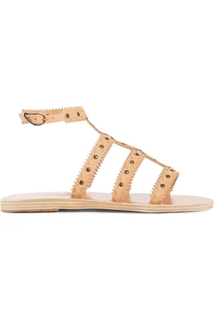 Ancient Greek Sandals Ricrac Leather Sandals with Bronze Studs