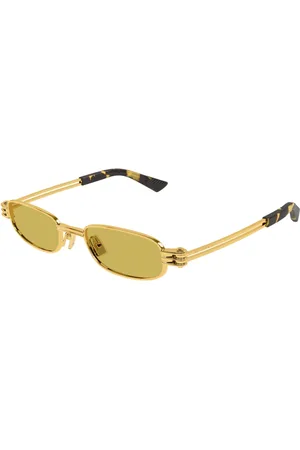 Bottega Veneta Sunglasses, unisex, , 50 MM, Vintage-inspired Compact Rectangular Sunglasses Gold