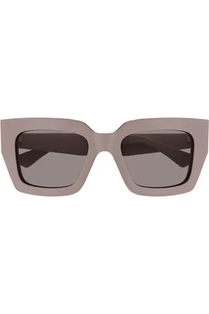 Bottega Veneta Square Frame Sunglasses with Golden Stripes