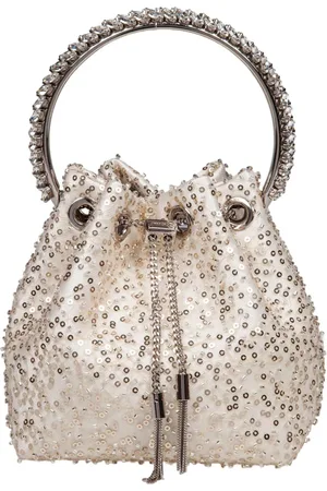 Jimmy Choo Bucket Bags, female, , ONE SIZE, Satin Bucket Bag with Micro Mesh and Stones