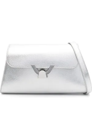 Coccinelle Clutches, female, , ONE SIZE, Silver Foldover Clutch with Strap