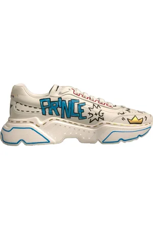 Dolce & Gabbana Sneakers, male, , 12 UK, White Hand Painted Trainers Shoes