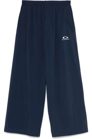 Balenciaga Navy Logo Wide Leg Trousers