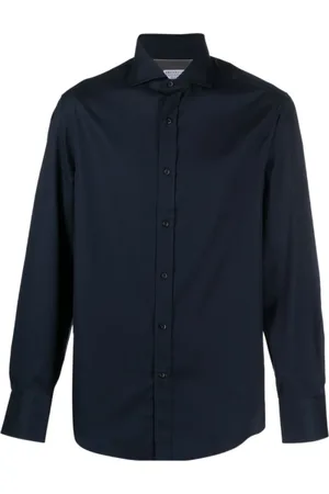 Brunello Cucinelli Casual Shirts, male, , L, Navy Cotton Shirt