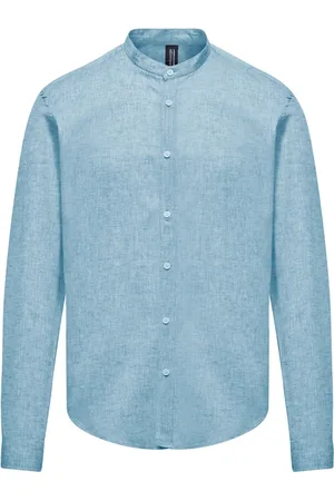 Bomboogie Casual Shirts, male, , 3XL, Linen/Cotton Shirt with Mandarin Collar