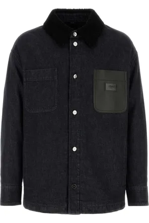 Fendi Buttoned Jacket with Faux-Shearling Trim