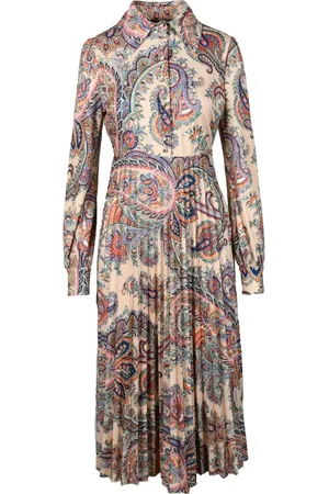 Etro Pleated Long Dress with Buttons