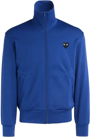 Comme des Garçons Zip-throughs, male, , XL, Navy Zip-Up Sweatshirt with Heart