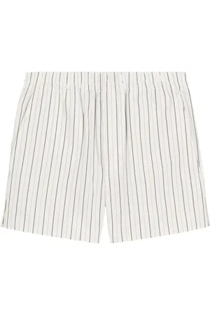 Ami Short Shorts, female, , 2XS, Striped White Shorts with Black and Blue